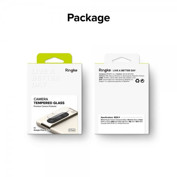 Ringke Google Pixel 8 Pro Kameraskydd Camera Protector Glass 3-pack