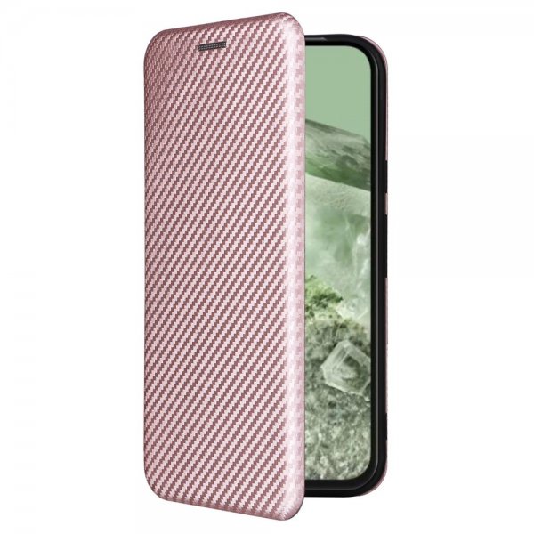 Google Pixel 8a Fodral Kolfibertextur Roseguld
