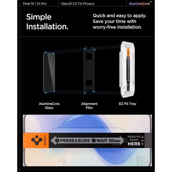 Spigen Google Pixel 9/9 Pro/Pixel 10/10 Pro Skärmskydd GLAS.tR EZ Fit Privacy 2-pack