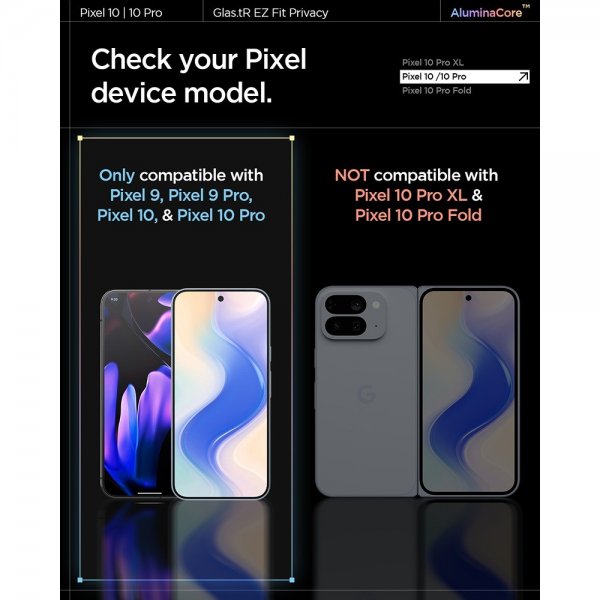 Spigen Google Pixel 9/9 Pro/Pixel 10/10 Pro Skärmskydd GLAS.tR EZ Fit Privacy 2-pack
