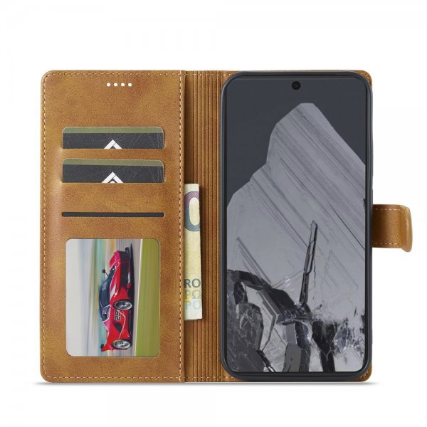 Lc.Imeeke Google Pixel 9/Pixel 9 Pro/Pixel 10/Pixel 10 Pro Fodral med Kortfack Ljusbrun