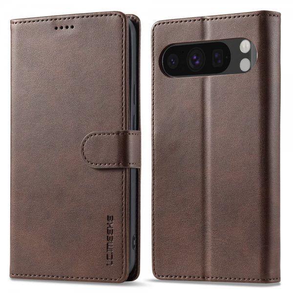 Lc.Imeeke Google Pixel 9/Pixel 9 Pro/Pixel 10/Pixel 10 Pro Fodral med Kortfack Mörkbrun
