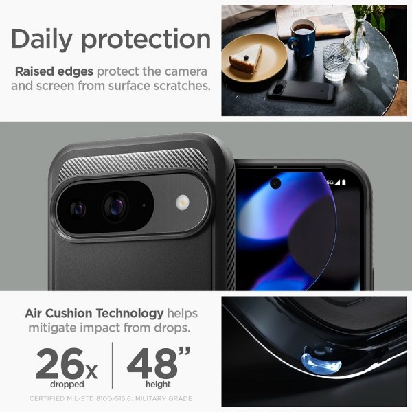 Spigen Google Pixel 9/Pixel 9 Pro Skal Rugged Armor Matte Black