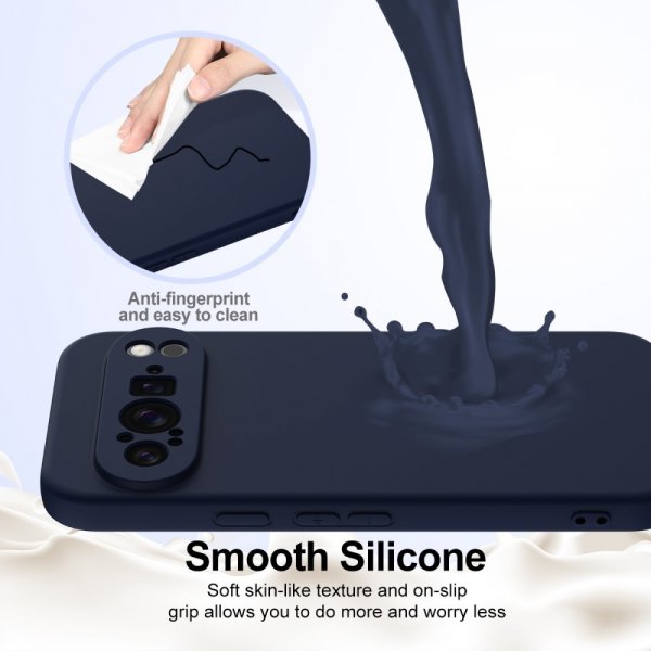 Google Pixel 9 Pro XL Skal med Strap Silikon MagSafe Mörkblå