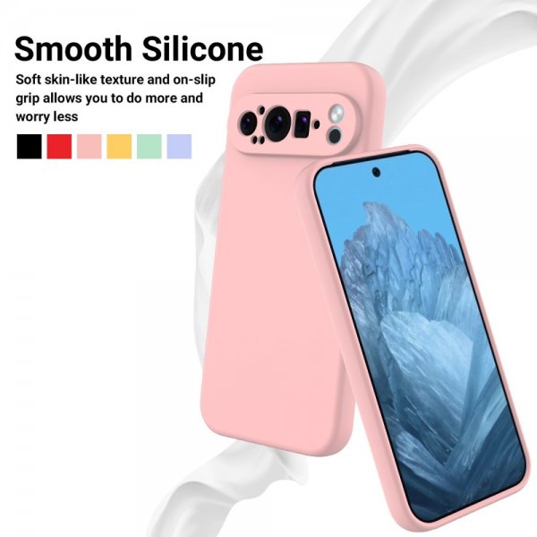 Google Pixel 9 Pro XL Skal med Strap Silikon Rosa