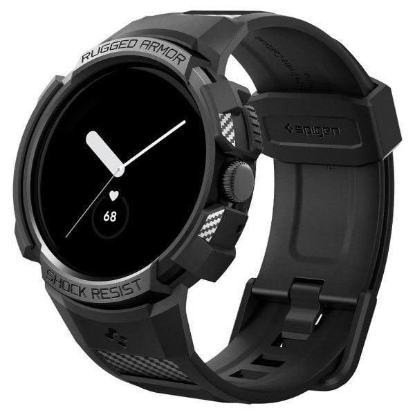 Spigen Google Pixel Watch 1/2/3 41mm Armband och Skal Rugged Armor Pro Svart