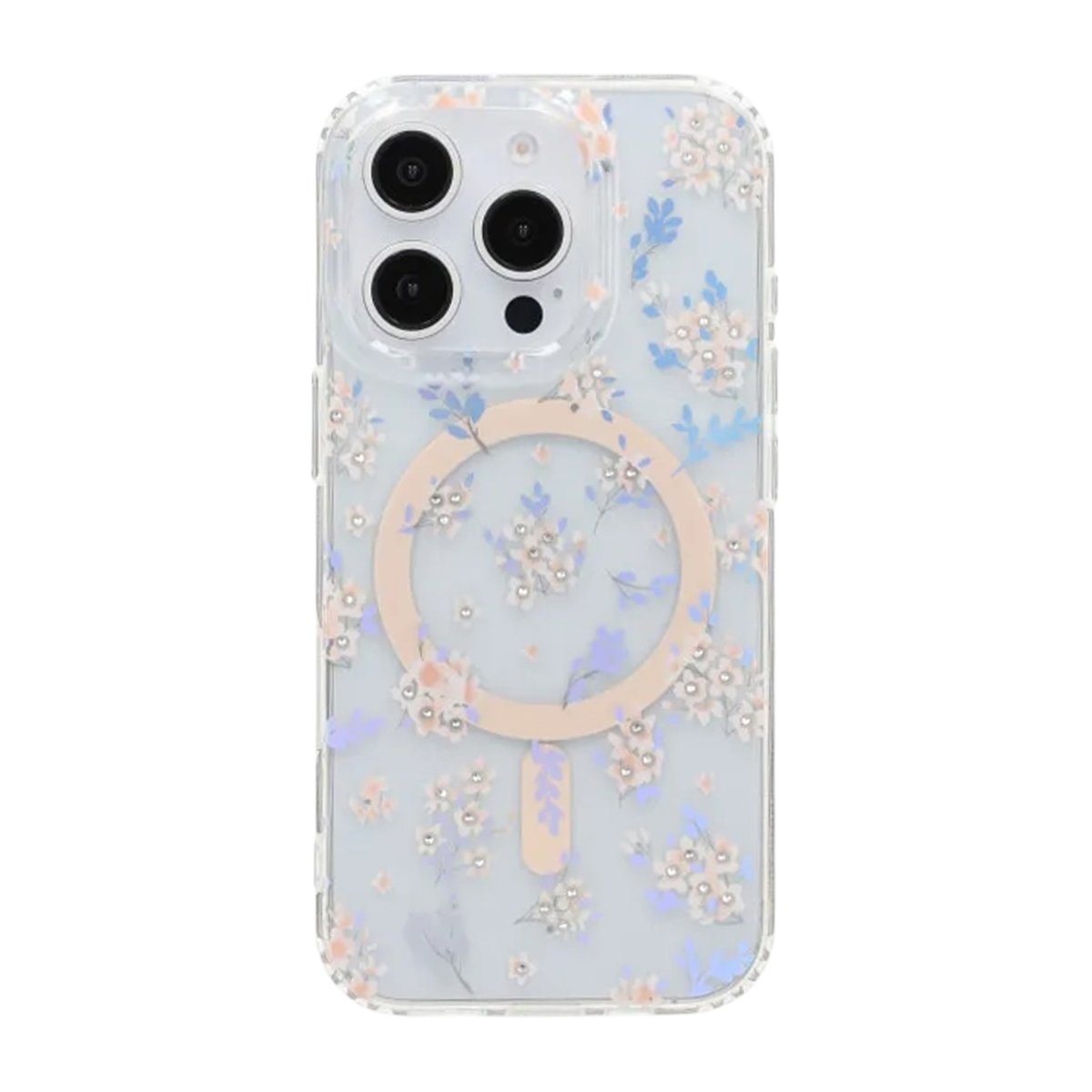 iPhone 16 Pro Max Skal Blommigt Strass MagSafe Rosa