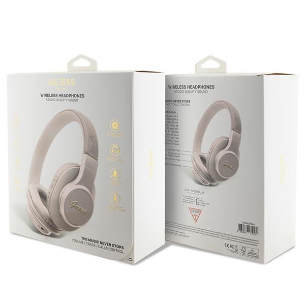 Guess Trådlösa Hörlurar Bluetooth 4G Script Metal Logo Rosa