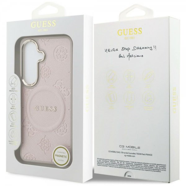 Guess Samsung Galaxy S26 Skal Saffiano Peony MagSafe Rosa
