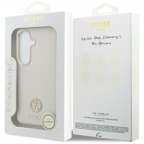 Guess Samsung Galaxy S26 Plus Skal Rhinestone Logo MagSafe Beige