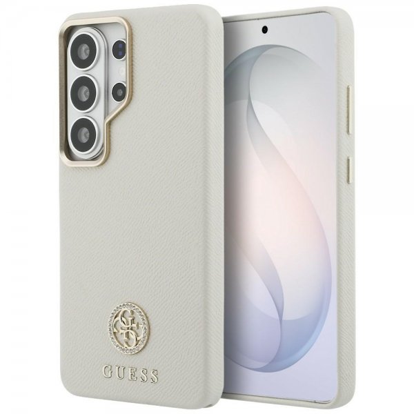Guess Samsung Galaxy S26 Ultra Skal Rhinestone Logo MagSafe Beige