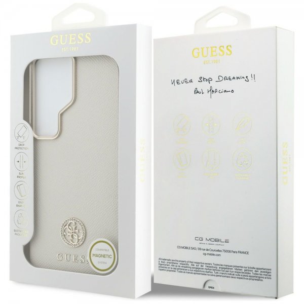Guess Samsung Galaxy S26 Ultra Skal Rhinestone Logo MagSafe Beige