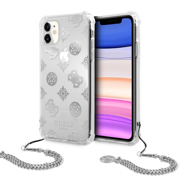 Guess iPhone 11 Skal Chain Peony Silver