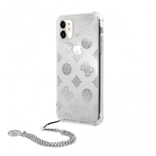 Guess iPhone 11 Skal Chain Peony Silver