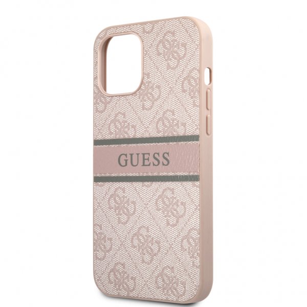 Guess iPhone 12 Pro Max Skal Printed Stripe Rosa