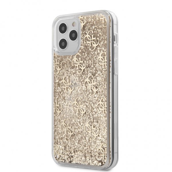 Guess iPhone 12/iPhone 12 Pro Skal Liquid Glitter Guld