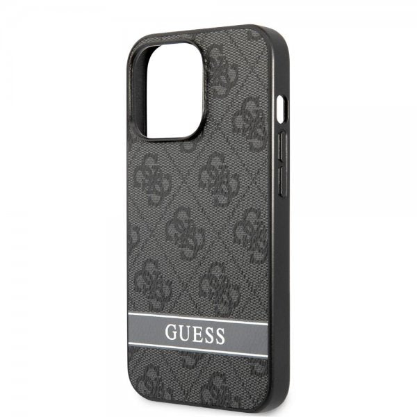 Guess iPhone 13 Pro Skal Printed Stripe Bottom Grå