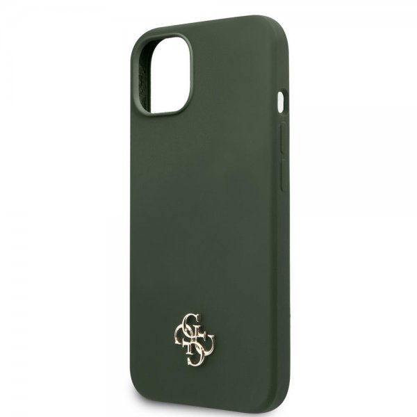 Guess iPhone 13 Skal Silicone Metal Logo 4G Grön