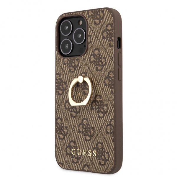 Guess iPhone 13 Pro Max Skal Ring Stand Brun