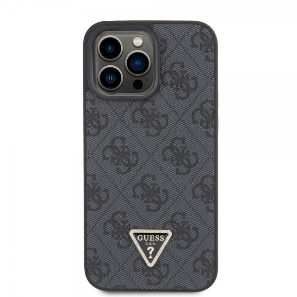 Guess iPhone 15 Pro Max Skal Metal Logo Strass Crossbody Strap Svart