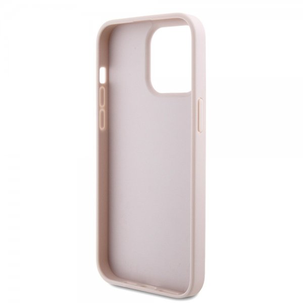 Guess iPhone 15 Pro Max Skal Metal Logo Strass Crossbody Strap Rosa