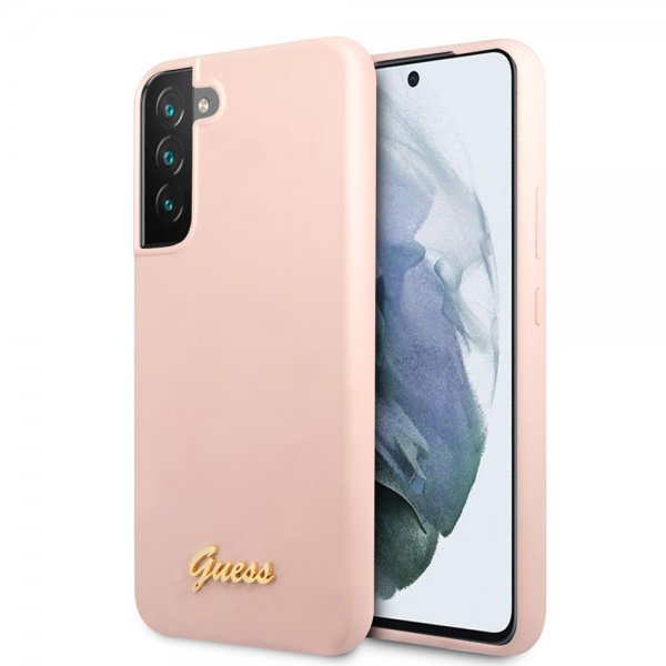 Guess Samsung Galaxy S22 Skal Script Metal Logo Pale Pink