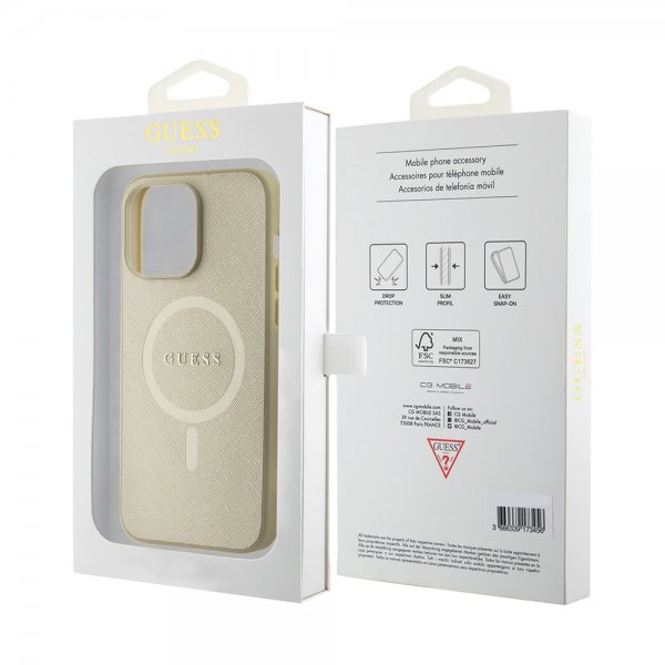 Guess iPhone 15 Pro Max Skal Saffiano MagSafe Beige