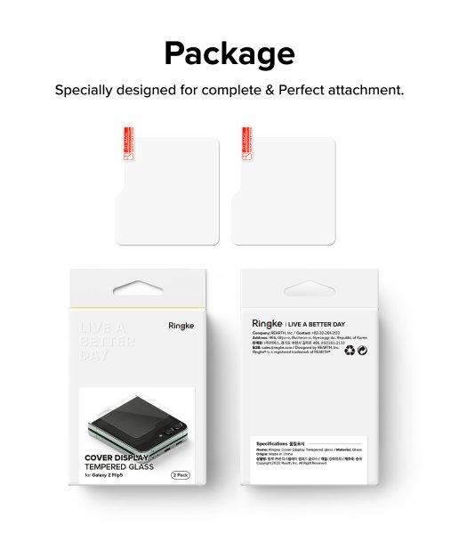 Ringke Samsung Galaxy Z Flip 5 Skärmskydd Cover Display Protector Glass 2-pack