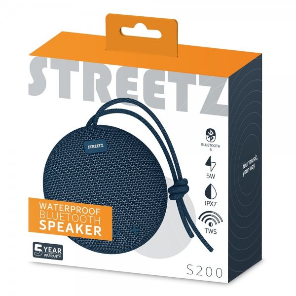 Streetz Högtalare S200 Waterproof Bluetooth Speaker Blå