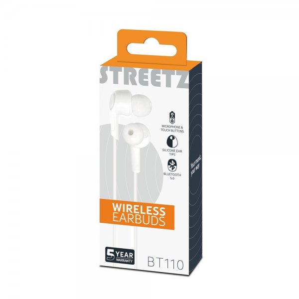 Streetz Hörlurar BT110 Wireless Earbuds Vit