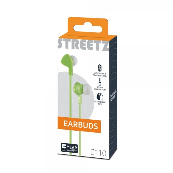 Streetz Hörlurar E110 Earbuds 3.5mm Grön