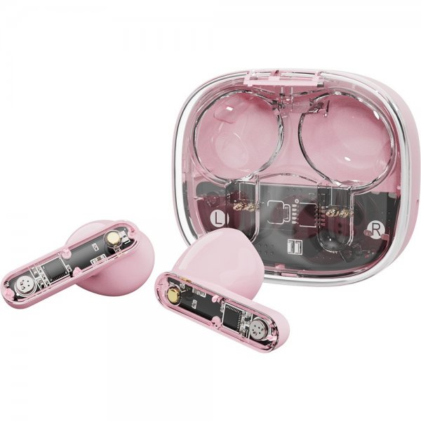 Streetz Hörlurar T150 Transparent True Wireless Earbuds Rosa