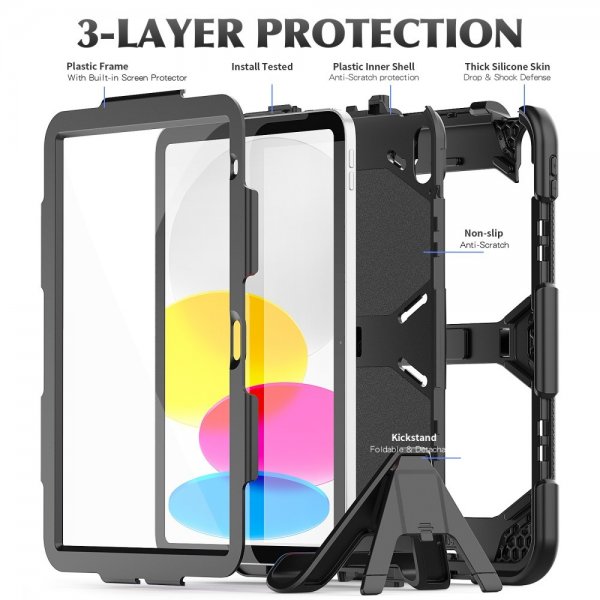 iPad 10.9 (gen 10)/iPad 11 (A16) Skal Heavy Duty Armor Svart