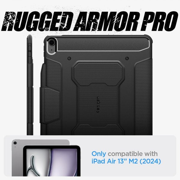 Spigen iPad Air 13 (M2/M3/M4) Fodral Rugged Armor Pro Svart