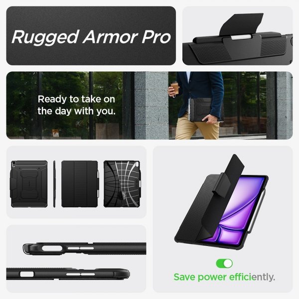 Spigen iPad Air 13 (M2/M3/M4) Fodral Rugged Armor Pro Svart