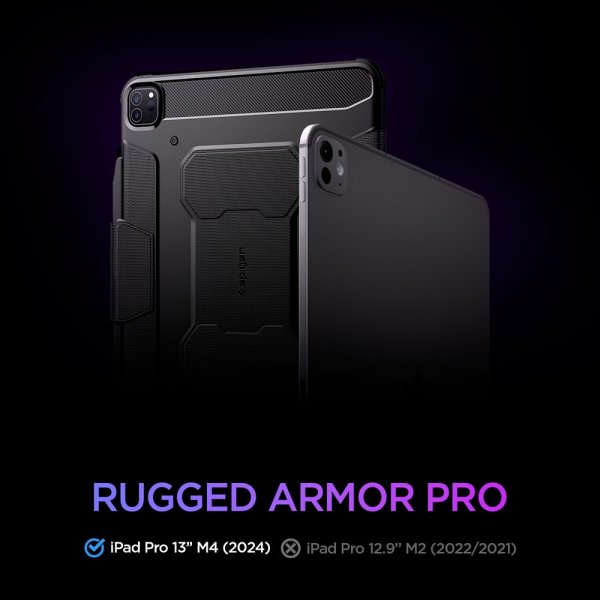 Spigen iPad Pro 13 (M4/M5) Fodral Rugged Armor Pro Svart