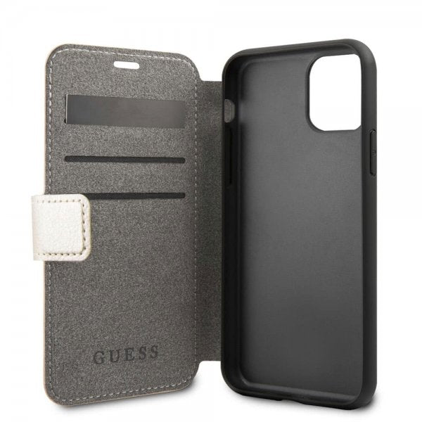 Guess iPhone 11 Fodral Lädertextur Guld