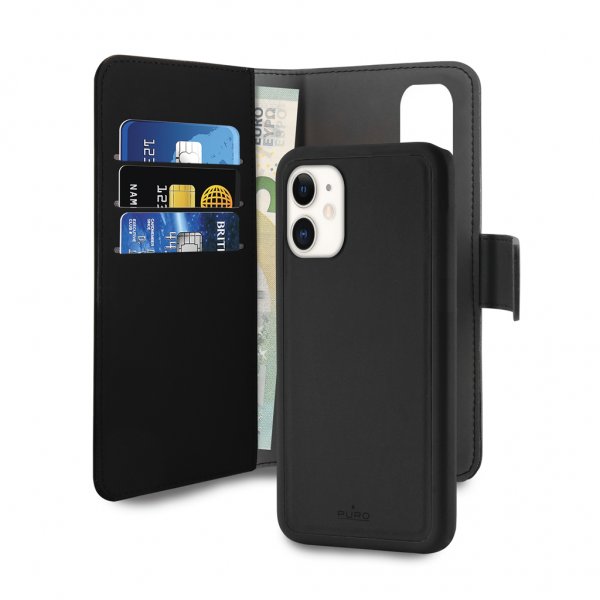 Puro iPhone 11 Fodral Wallet Detachable 2 in 1 Svart