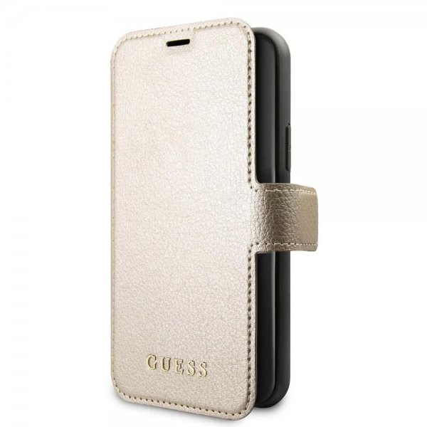 Guess iPhone 11 Pro Fodral Lädertextur Guld