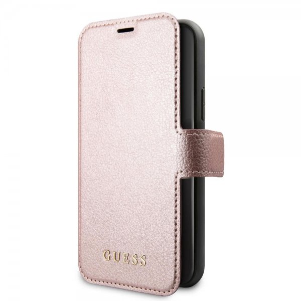 Guess iPhone 11 Pro Max Fodral Lädertextur Roseguld