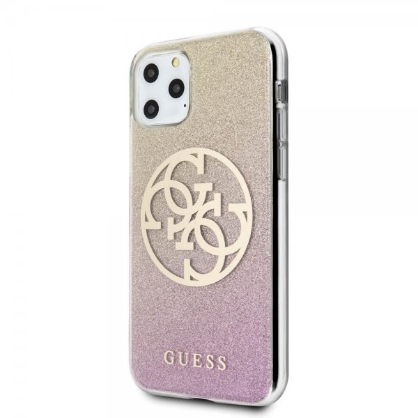 Guess iPhone 11 Pro Max Skal Glitter Circle Roseguld