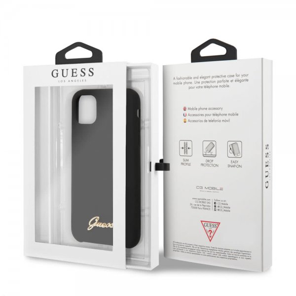 Guess iPhone 11 Pro Max Skal Silicone Cover Vintage Svart