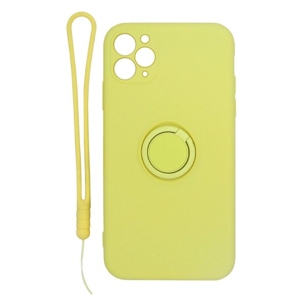 iPhone 11 Pro Skal Silikon med Ringhållare Gul