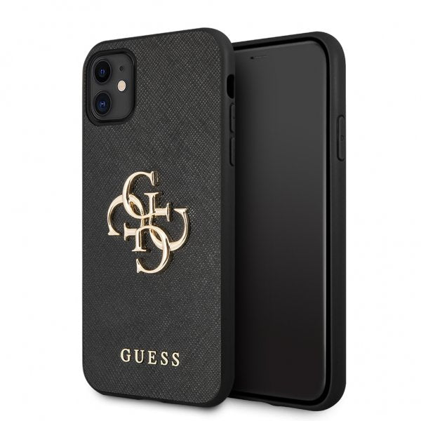 Guess iPhone 11 Skal 4G Logo Saffiano Svart