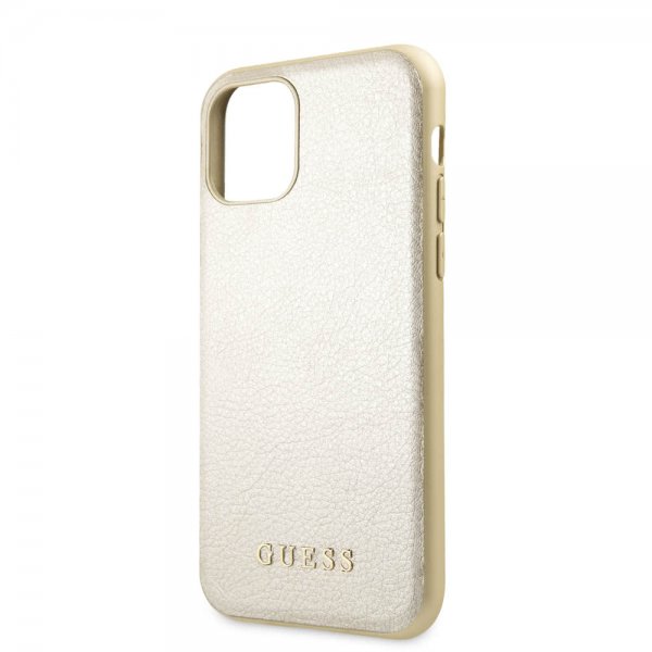 Guess iPhone 11 Skal Lädertextur Guld