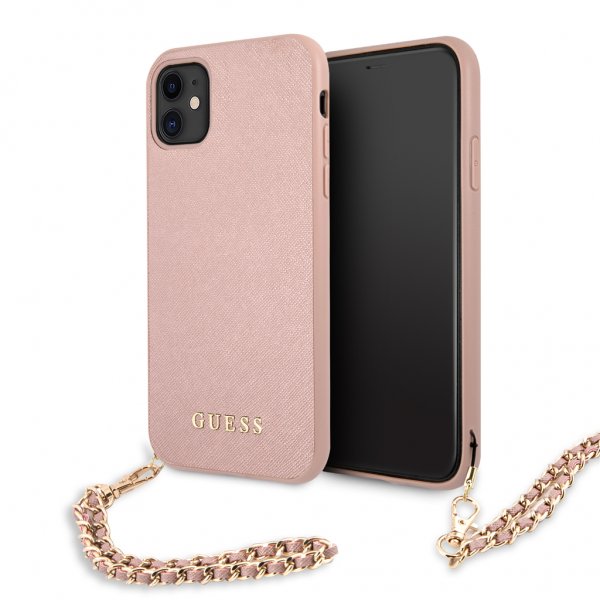 Guess iPhone 11 Skal Saffiano Chain Rosa