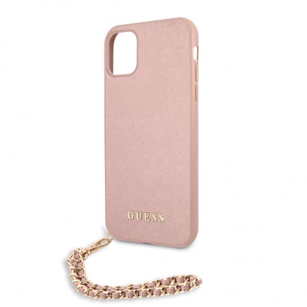 Guess iPhone 11 Skal Saffiano Chain Rosa