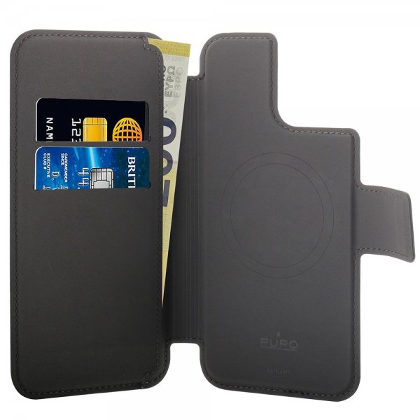 Puro iPhone 12/12 Pro/13/14/15 Fodral MagSafe Folio Svart