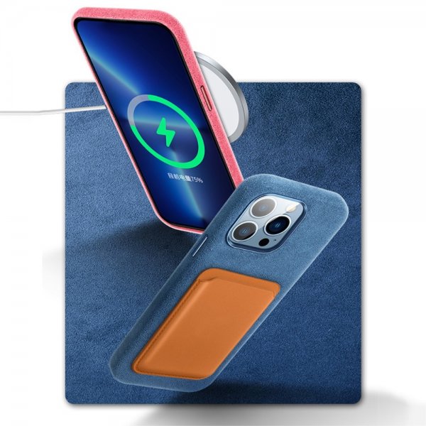 iPhone 12/iPhone 12 Pro Skal Alcantara MagSafe Grön