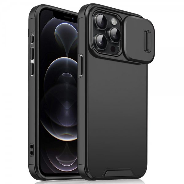 iPhone 12/iPhone 12 Pro Skal Camera Slide Svart